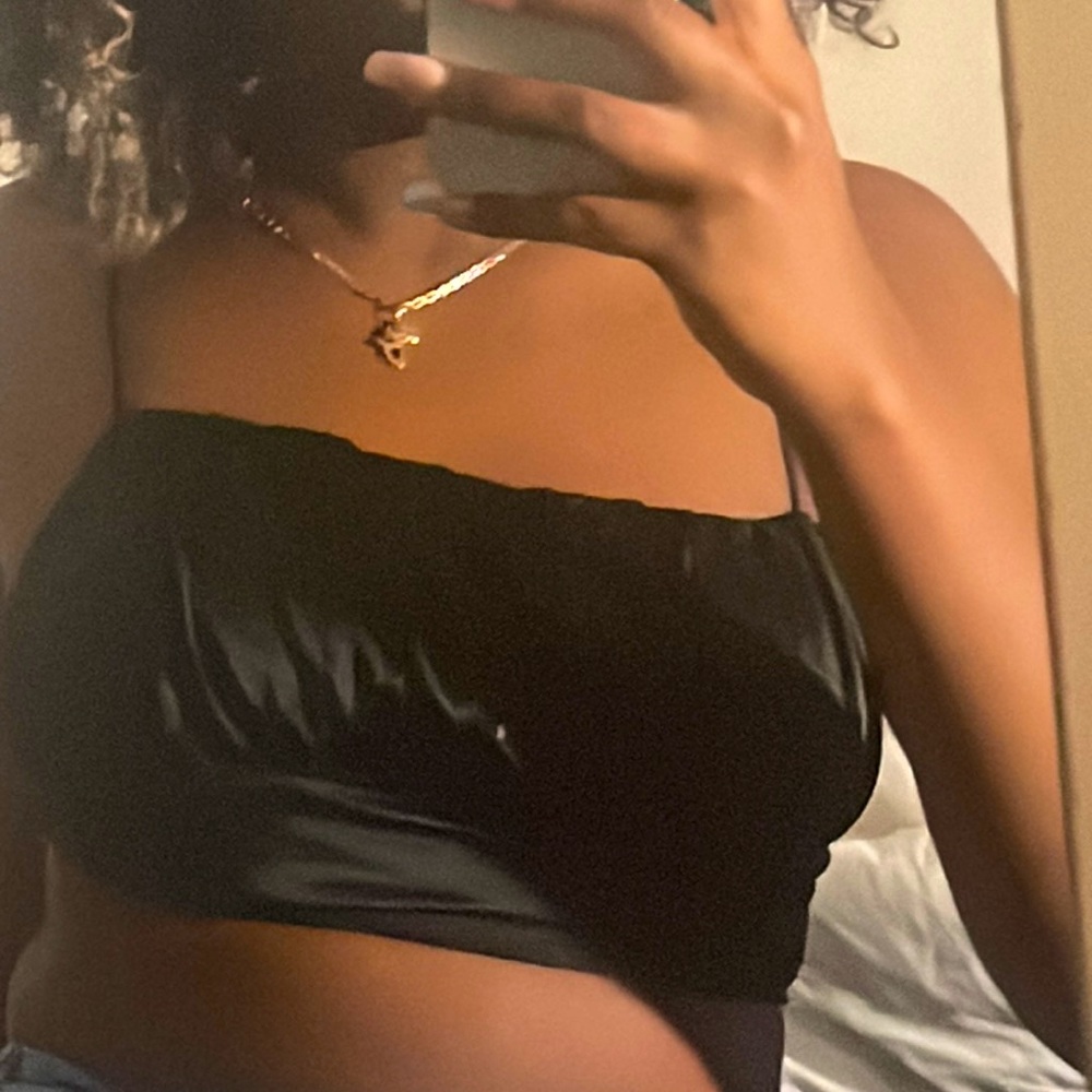 Forever 21 black satin crop top